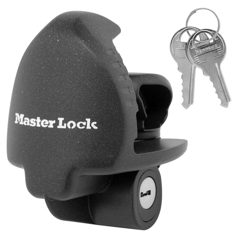 Master Lock Black Universal Size Trailer Hitch Lock, Trailer Coupler Lock for Securing RVâ€™s, Horse Trailers, Tool Trailers and More, 379ATPY - Image 1
